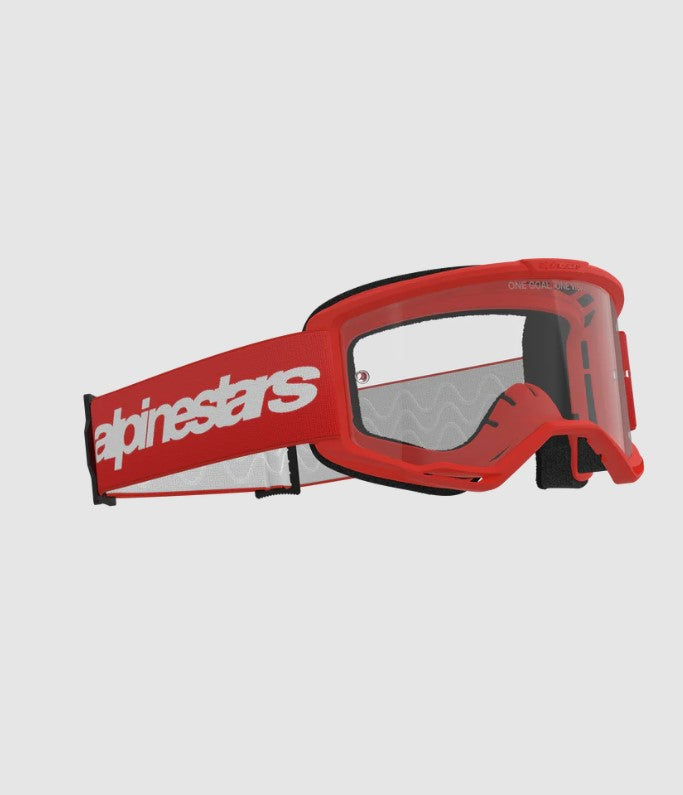 Maschera Alpinestars Vision 3 Wordmark Rosso Lente Trasparente