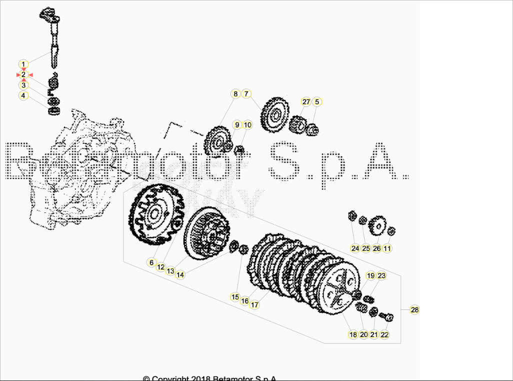 Alberino Frizione Completa Beta RR 50 2T (2005-2026) OEM 3400170000