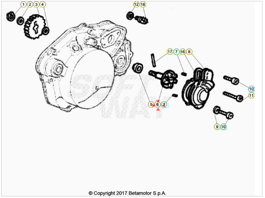 Albero pompa acqua con girante AM6 Beta RR 50 Enduro/Motard 2005/2020