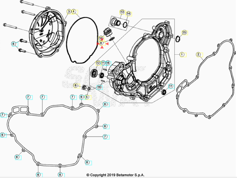 Anello Oring Tappo Carico Olio 16x3 RR 250 / 300 (2013-2017) - RR 4T (2010-2026) - RX 4T (2024-2026) OEM 1066340000