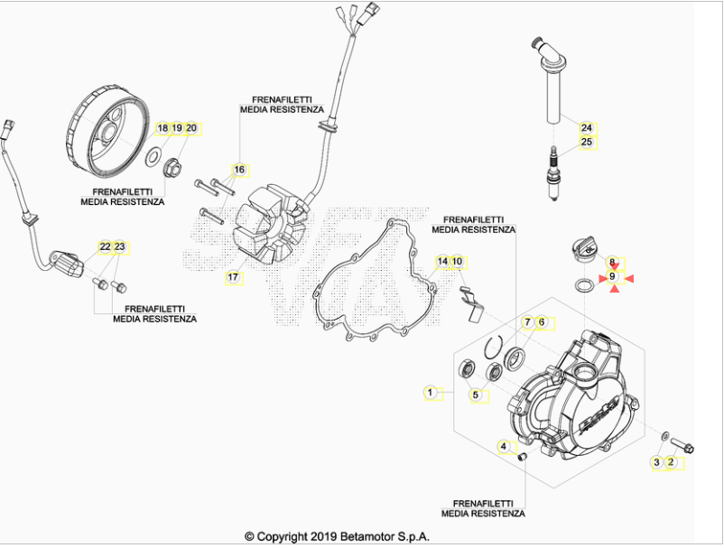Anello Oring Tappo Carico Olio 16x3 RR 250 / 300 (2013-2017) - RR 4T (2010-2026) - RX 4T (2024-2026) OEM 1066340000