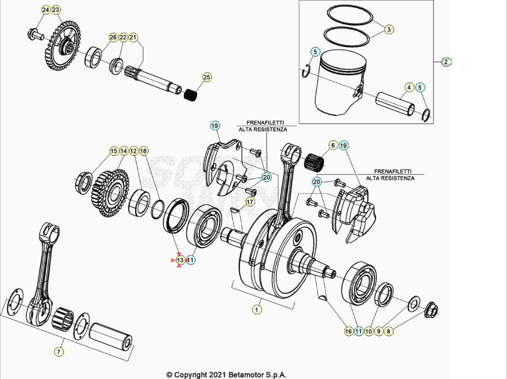 Anello paraolio di banco 38X52X7 lato frizione RR 250/300 2013-2024 Xtrainer 2015-2024