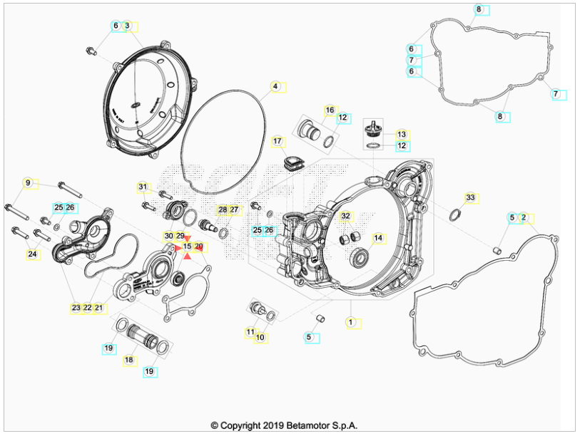 Anello paraolio pompa acqua 8x24x7 doppia molla Beta RR 125/200/250/300 2T 2013-2024 Xtrainer 2015-2024