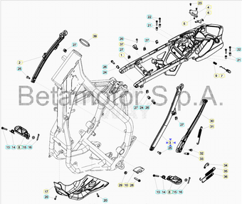 compare product Attacco telaio posteriore sinistro Beta RR 125/200/250/300 2T 2017-2019 RR 350/390/430/480 4T 2017-2019 Xtrainer 2017-2021