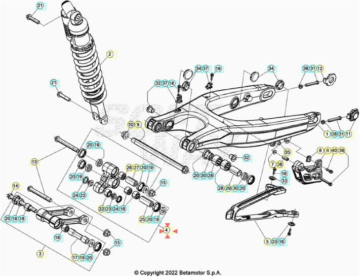 Bilanciere Completo Beta RR 2T-4T (2010-2026) - Xtrainer (2015-2026) - RX 2T-4T (2023-2026) OEM 020330208000