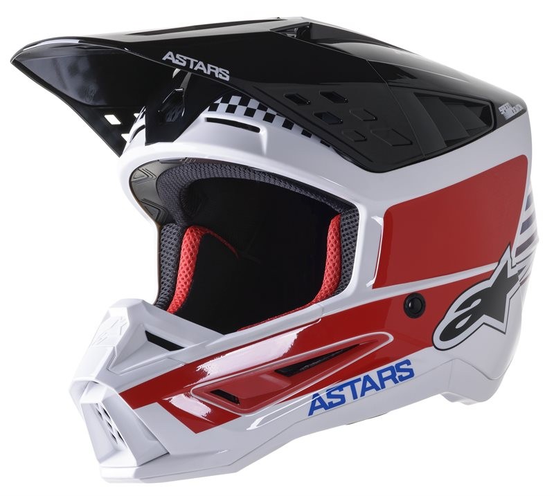 Casco cross S-M5 Speed bianco blu rosso lucido Alpinestars