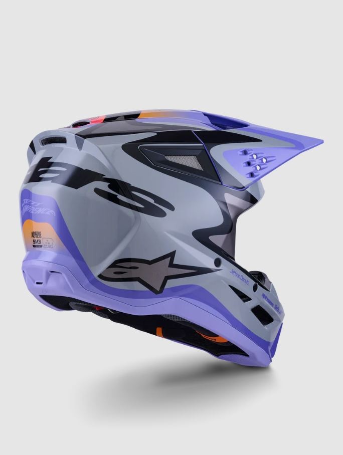 Casco cross SM3 Jettson Alpinestars Viola/Grigio/Nero Lucido