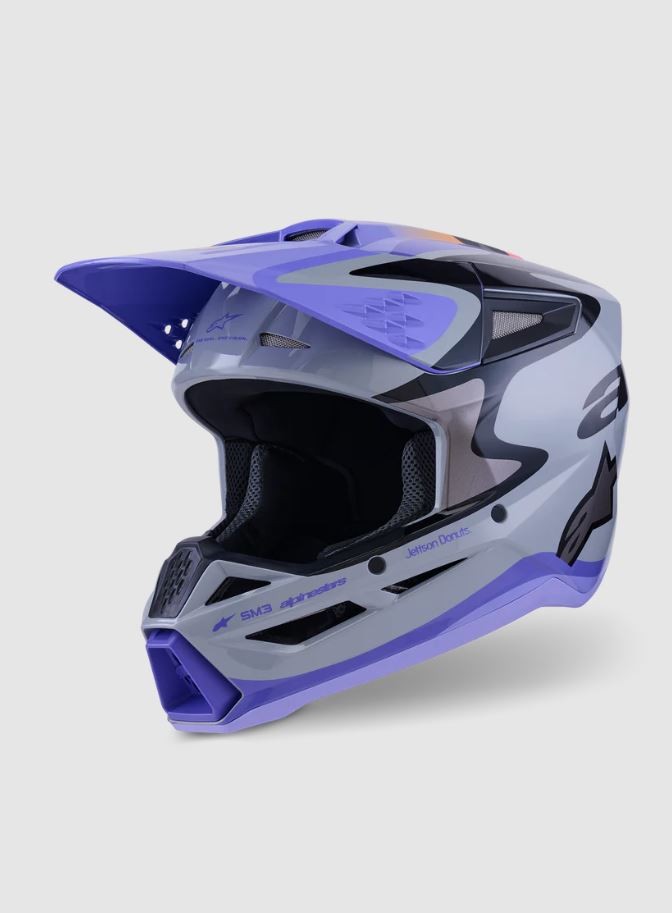 Casco cross SM3 Jettson Alpinestars Viola/Grigio/Nero Lucido