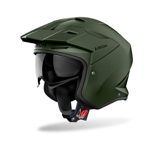 CASCO JET CON TESA AIROH KOMBAKT VERDE MILITARE OPACO