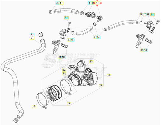 Connettore tubo benzina Beta RR 4T 350 2015/2026 - RR 4T 390-430-480 2016/2026 - RX 4T 2024/2026