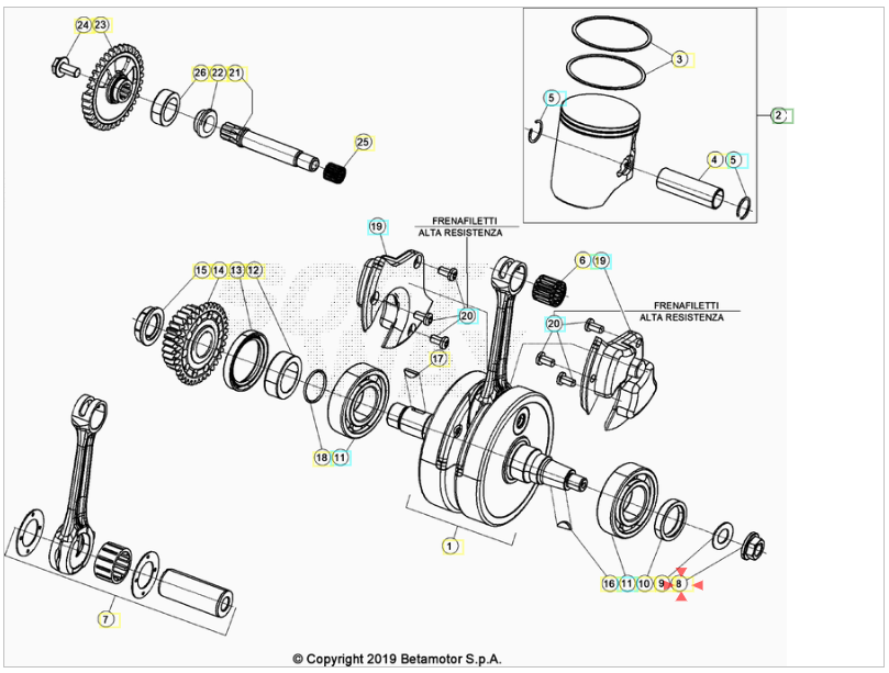 Dado Beta RR 125/200/250/300 2T 2013-2023 RR 350/390/400/430/450/480/498/520/525 4T 2005-2023