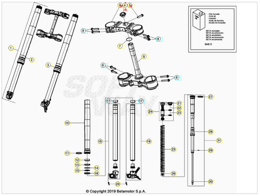 Dado cannotto di sterzo M20X1,5 Beta RR 2T 2013/2025 RR 4T 2011/2025 CROSS RX 300 2T RX 450 4T
