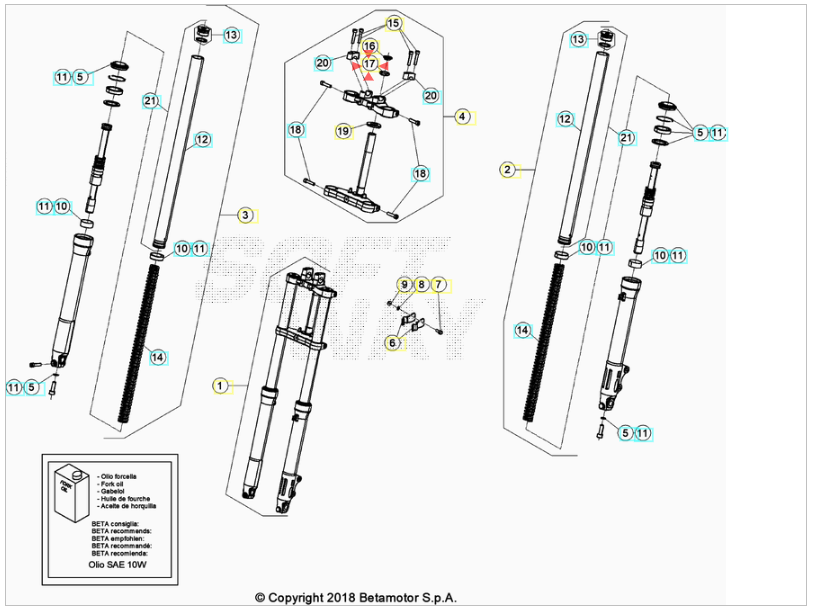 Dado cannotto forcella Beta RR 50 Enduro/Motard Standard 2012-2024