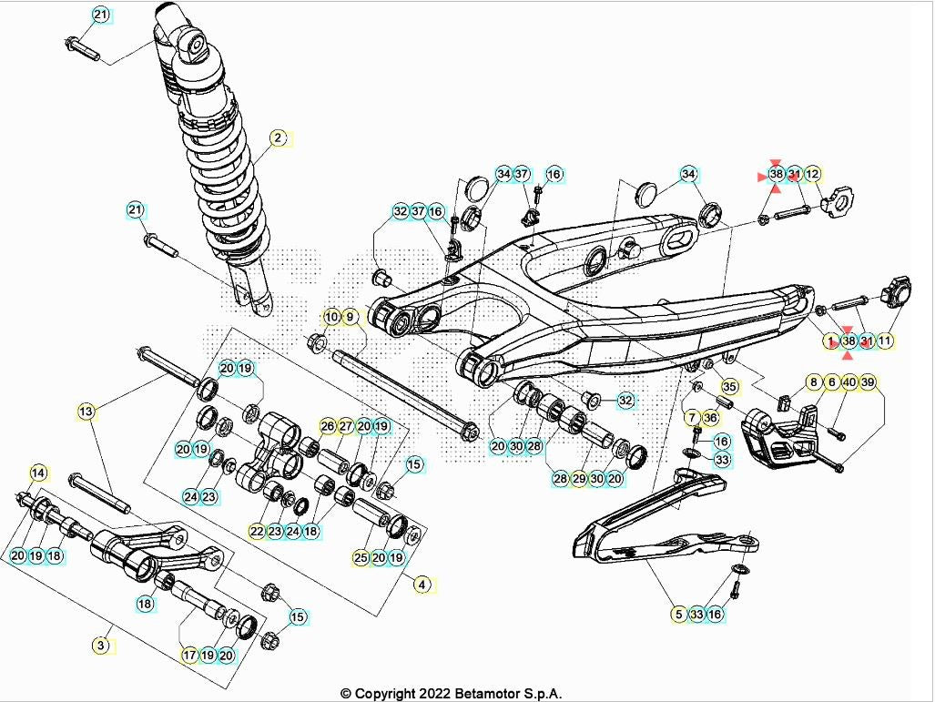 Dado M8 registro catena Beta RR 125/200/250/300 2T 350/390/430/480 4T 2016/2024