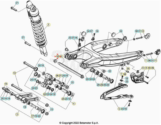 Dado perno forcellone M16X1.5 Beta RR 2T 125-250-300 13/23 RR 4T 350-390-400-430-450-480-498-525 05/23 Xtrainer