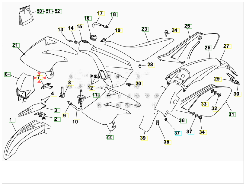 Elastici fissaggio forcella diametro 36 Beta RR 50 Enduro/Motard 2005-2009