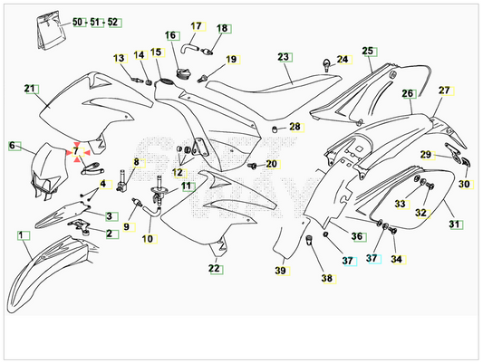 Elastici fissaggio forcella diametro 36 Beta RR 50 Enduro/Motard 2005-2009