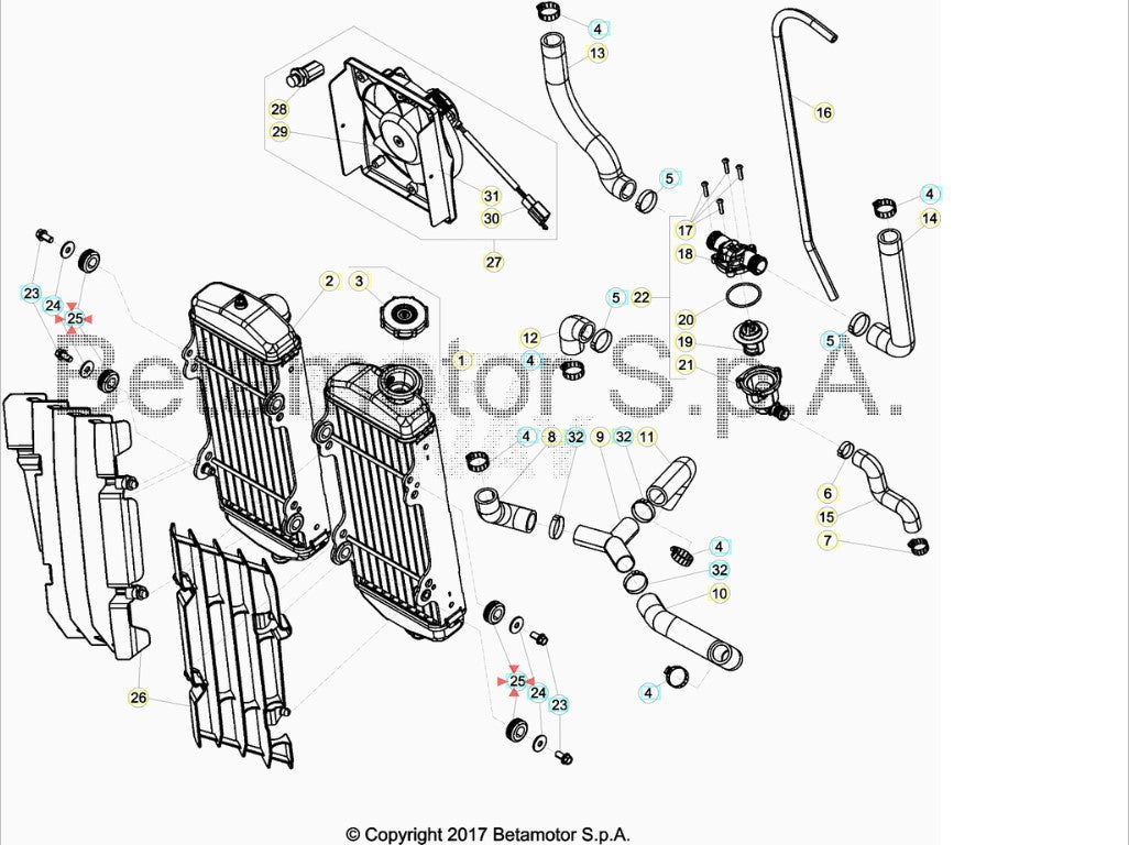 Gommino Fissaggio Radiatore Beta RR 2T (2013-2019) - RR 4T (2005-2019) OEM 1634911000