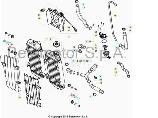 Gommino Fissaggio Radiatore Beta RR 2T (2013-2019) - RR 4T (2005-2019) OEM 1634911000