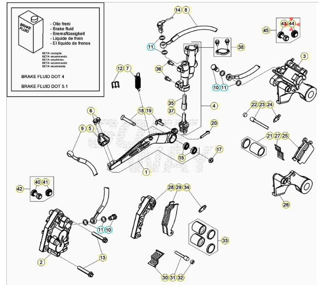 Rear brake caliper rubber boot Beta RR 4T - RR 2T - Xtrainer 2005/2021