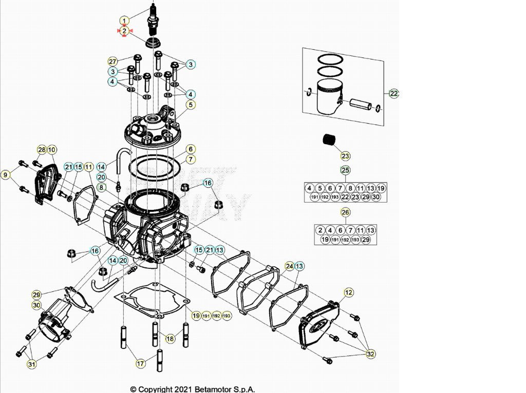 Guarnizione candela Beta RR 2T 250-300 (2013 2023) Xtrainer (2015 2023) OEM 026100120000