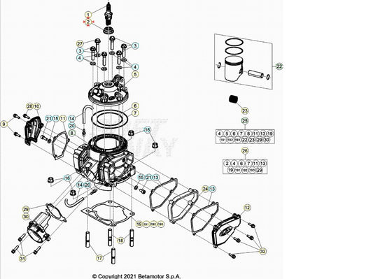 Guarnizione candela Beta RR 2T 250-300 (2013 2023) Xtrainer (2015 2023) OEM 026100120000