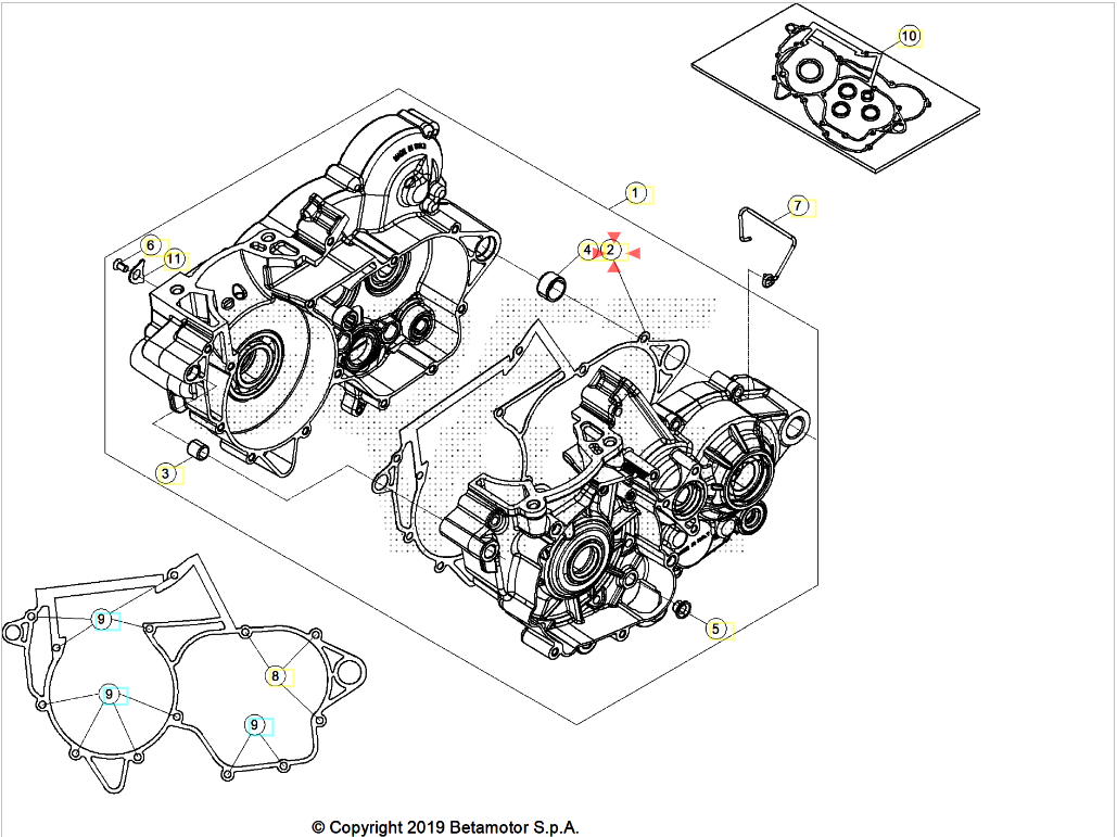 Guarnizione carter motore Beta RR 2T 250/300 2013/2026 Xtrainer 250/300 2015/2026