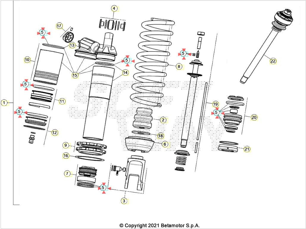 Kit revisione guarnizioni ammortizzatore Sachs Beta RR 125/200/250/300 2T RR 350/390/430/480 4T 2020-2024