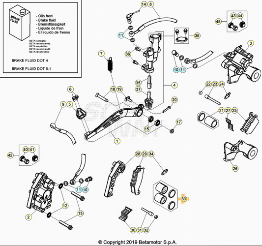 Kit revisione pinza freno anteriore Nissin Beta RR/RX 2T 4T (2005-2026) - Xtrainer OEM 2002716000
