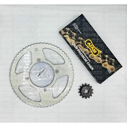 Drive Kit Pitch 428 Beta RR 125 LC R 4T Enduro (2021–2026) AFAM Sprocket and Chain, Original Pinion