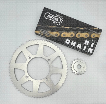 compare product Kit Trasmissione Passo 428 Beta RR 125 4T T Enduro (2023-2026) Catena e Corona AFAM, Pignone Originale