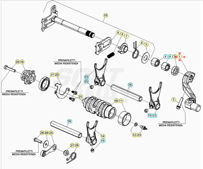 Leva cambio completa nera Beta RR 4T 2020/2024 - CROSS RX 4T