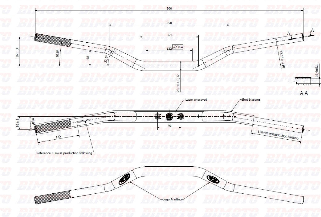 Manubrio Originale Beta Piega Bassa ⌀28 RR 50 Racing (2015-2026) - RR 2T-4T (2005-2019) OEM 026350000059