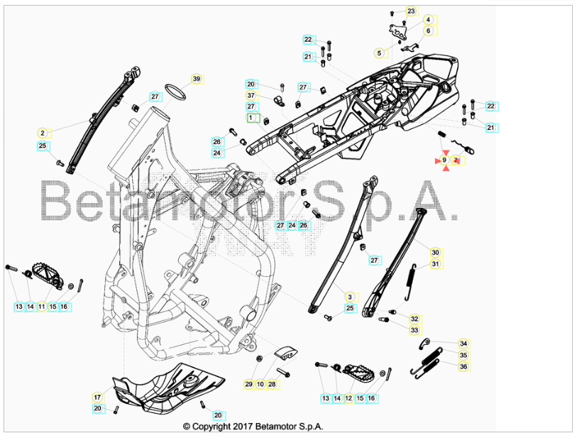 Molla bottone serratura sella Beta RR 125/200/250/300 2T 2013-2020 RR 350/390/400/430/450/480/498/520 4T 2010-2020