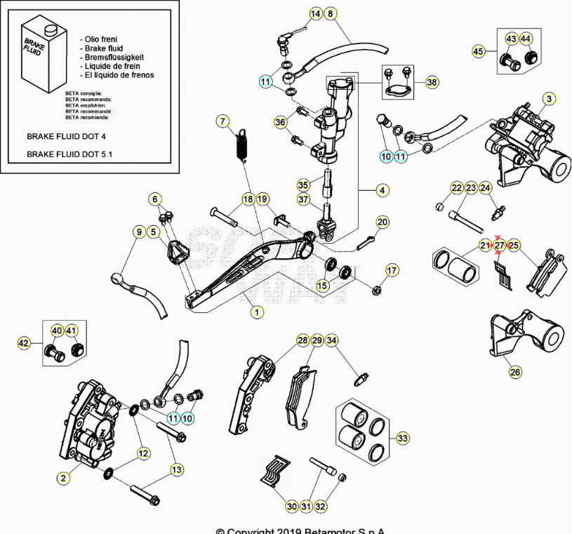 Molla Ferma Pastiglie Pinza Freno Posteriore Nissin Beta RR 2T-4T (2005-2027) - Xtrainer (2015-2026) - RX 2T-4T (2023-2026) OEM 2232208000