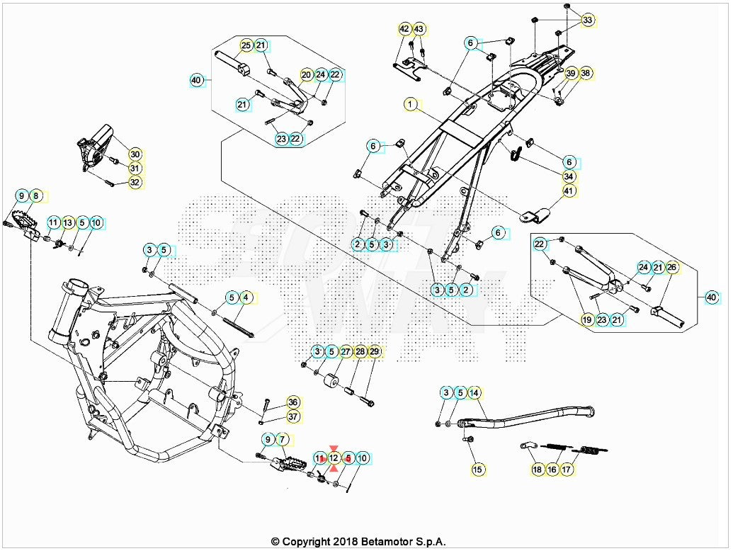 Serie completa guarnizioni motore AM6 Beta RR 50 2T (2005-2025) RMS