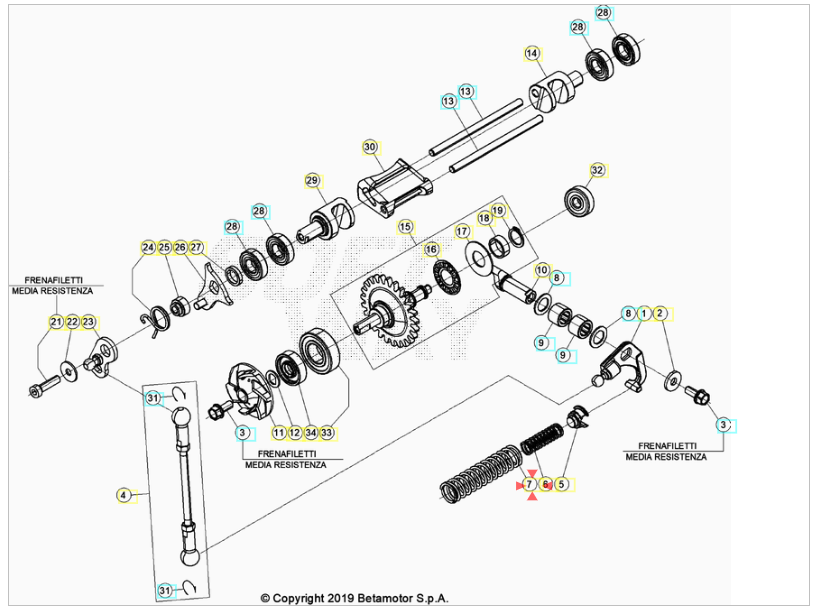 Molla regolazione valvola di scarico Beta Xtrainer 250/300 2015-2022 RR 125 2T 2018-2021 RR 300 2T 2019-2022