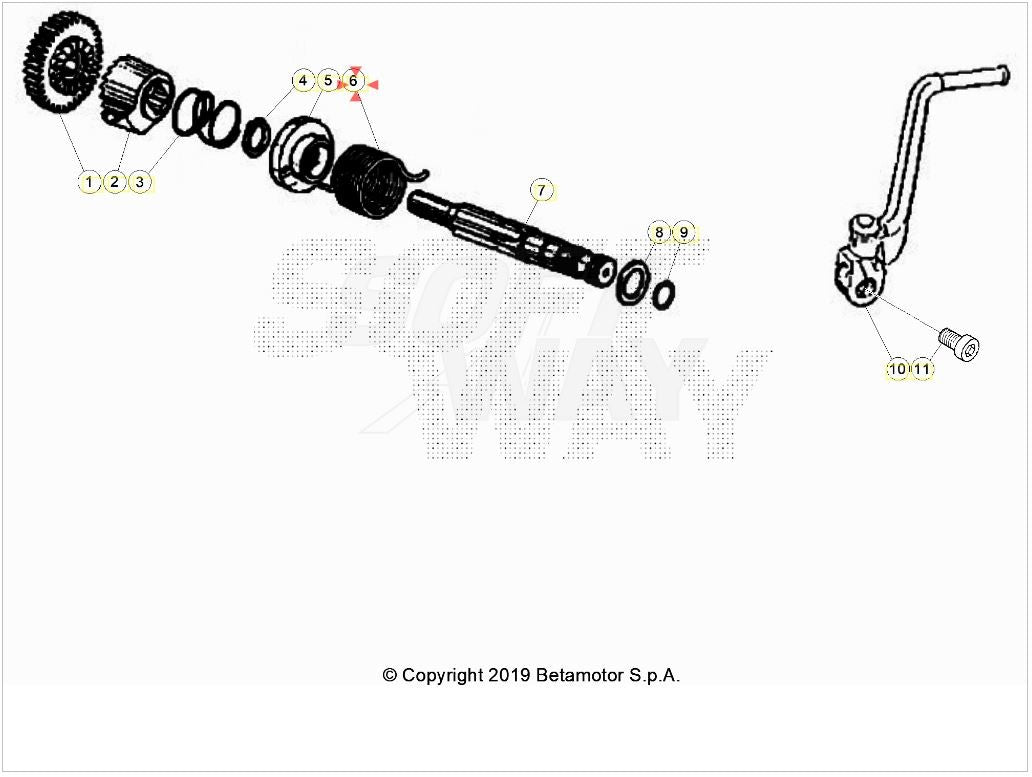 Molla richiamo leva messa in moto Beta RR 50 2T (2005-2020) OEM 3400660000