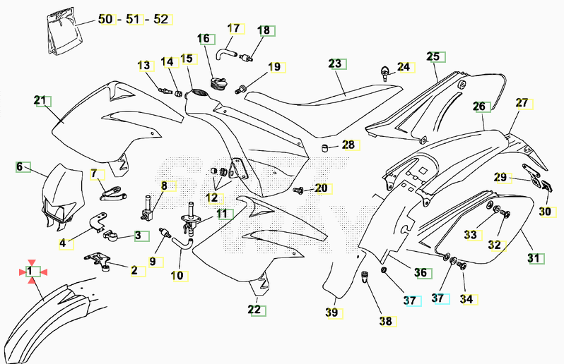 Parafango anteriore Beta RR 50 Motard 2005/2009
