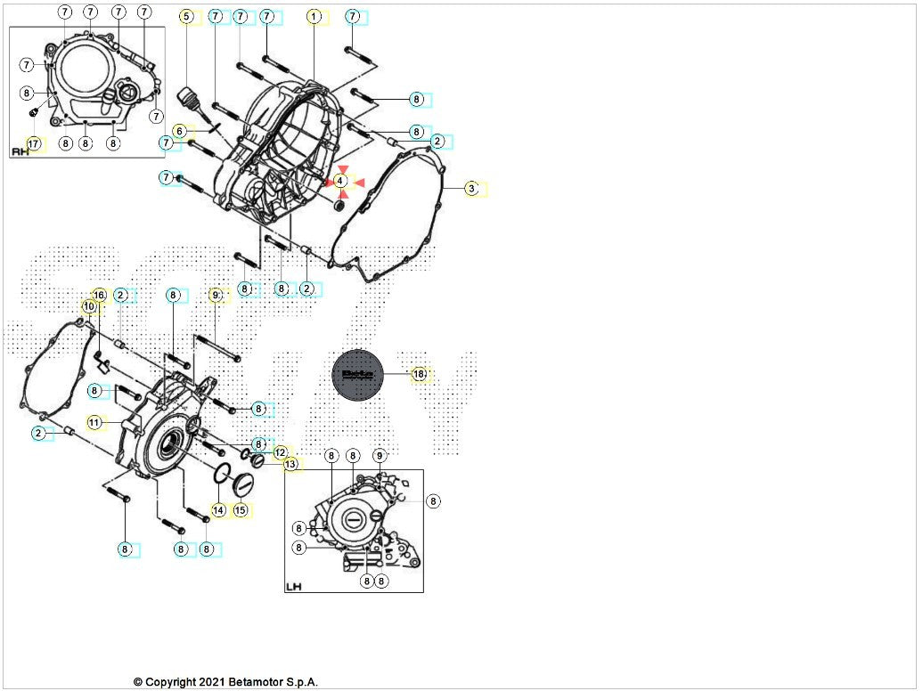 Paraolio D.18X10X6 Beta RR 125 4T AC/LC/R (2009-2026) OEM 021010080000