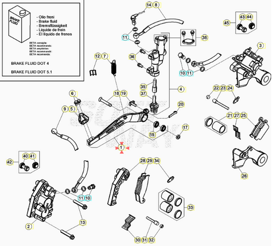 Pedale freno nero Beta RR 2T-4T 2020/2024 CROSS RX 300-450 2023/2024