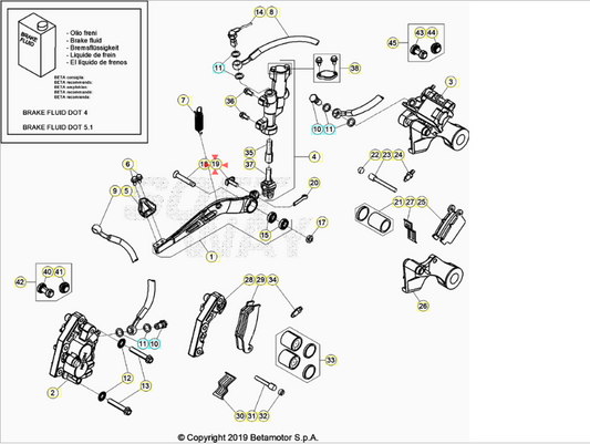 Perno asta pompa freno post nissin Beta RR 350/390/400/430/450/480/498/520/525 4T 2007/2023 RR 125/200/250/300 2T 2015/2023