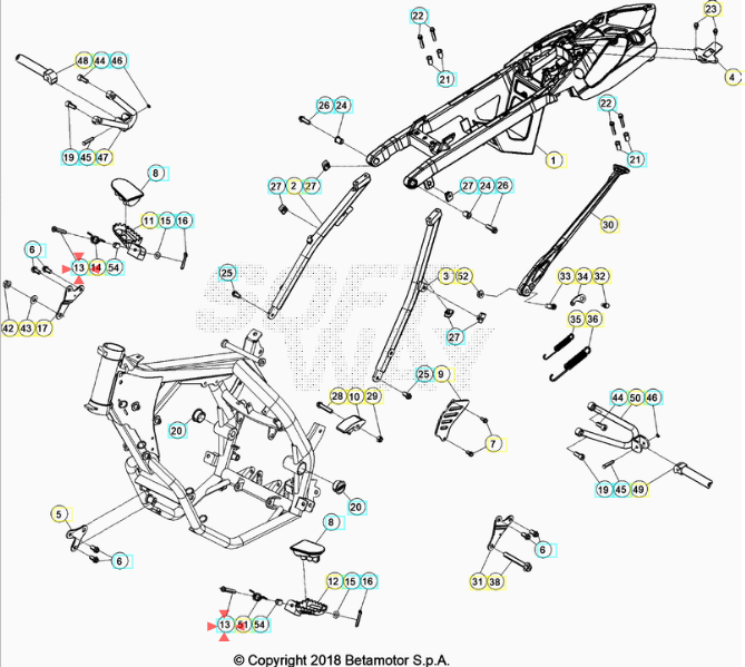 Perno pedana poggiapiedi Beta RR 50 2012/2021 RR 125 LC 2013/2021