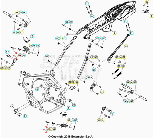 Perno pedana poggiapiedi Beta RR 50 2012/2021 RR 125 LC 2013/2021