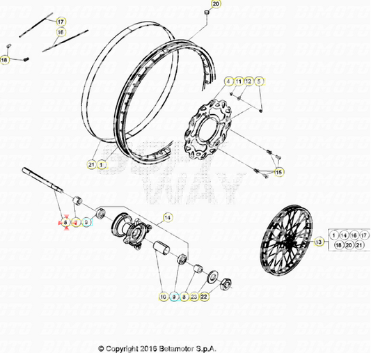 Perno ruota anteriore Beta RR 50 motard STD 2009/2021 Enduro STD 2010/2021