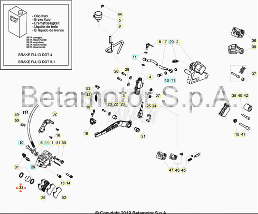 Pistoncino ⌀ 32 pinza freno anteriore RR 50 Enduro/Motard Standard 2009/2023