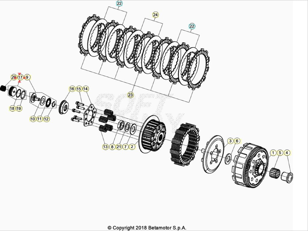 Pistone Attuatore Innesto Frizione Beta RR 125 / 200 2T (2018-2026) OEM 035030218000