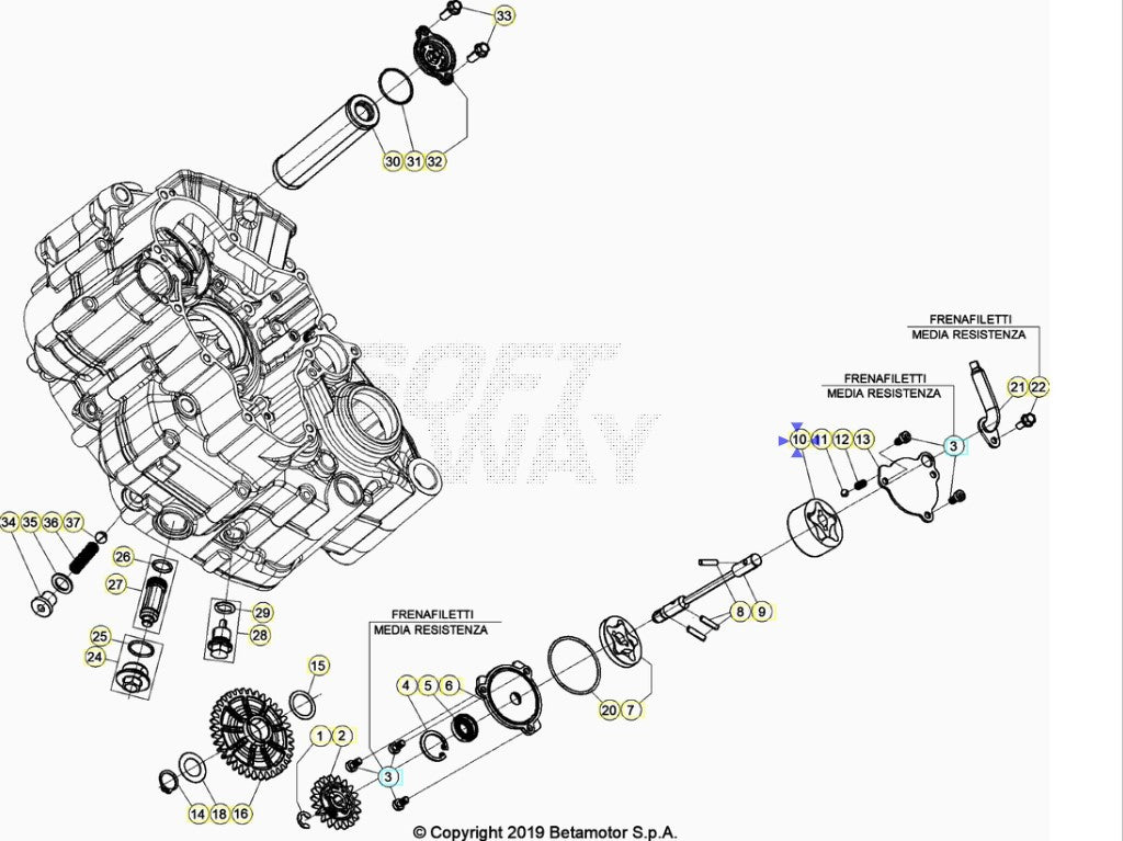 Pompa olio Ø40,56 B 19 Beta RR 4T (2010-2026) - RX 450 4T (2024-2026) OEM 006080008000