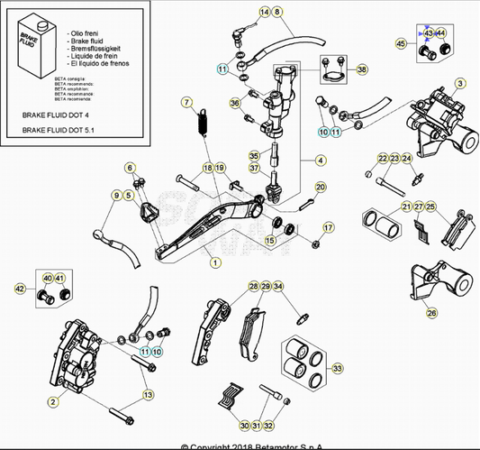 Protezione Pinza Freno Posteriore Nissin Beta RR 2T-4T (2005-2026) - Xtrainer (2015-2026) - Alp 4.0-X (2024-2025) RX 2T-4T (2023-2026) OEM 036360040000
