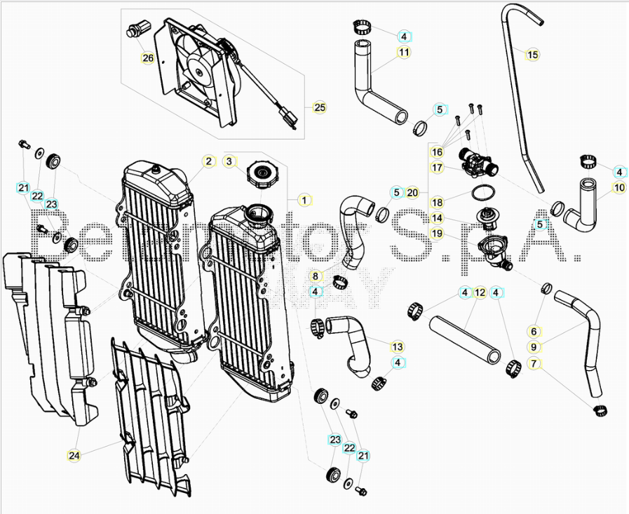 Radiatore Sinistro Beta RR 250 / 300 2T (2013-2019) OEM 026390100000